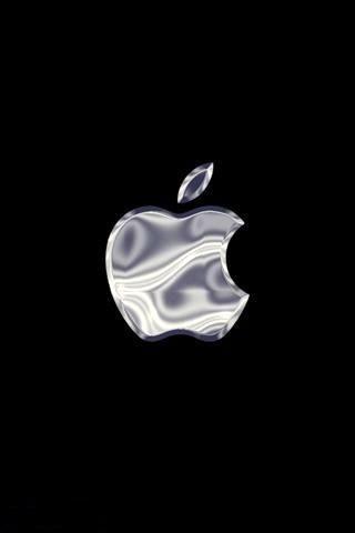 On Black Background iPhone Logo - Chrome Apple Logo On Black Background iPhone Wallpaper | Metal ...