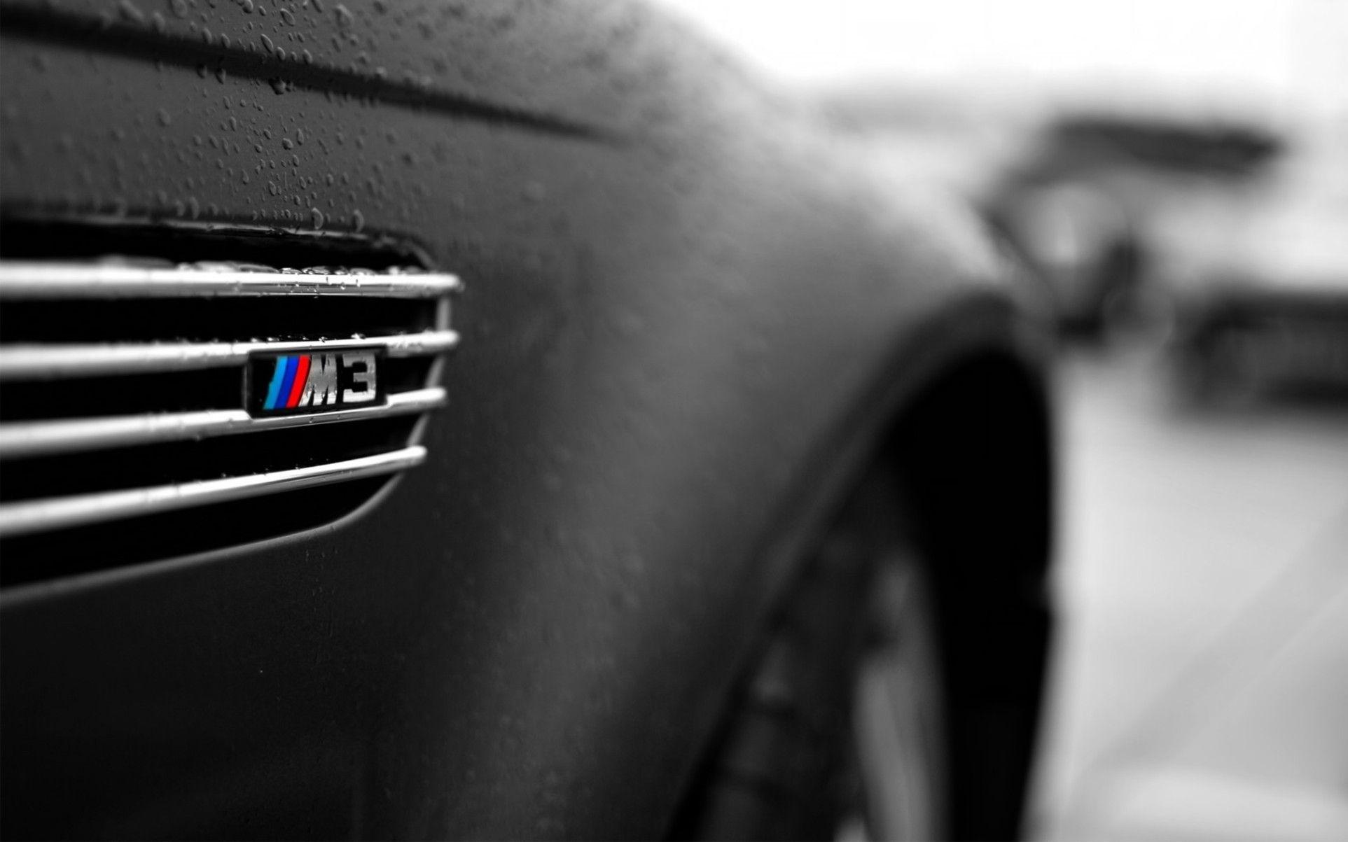 Black and White BMW M3 Logo - close-up, BMW, black, cars, wet, vehicles, selective coloring, logos ...