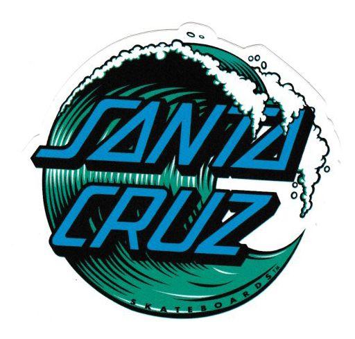 Santa Cruz Skate Logo - Santa Cruz Skateboards Logo Blue Green, 8 cm decal sticker