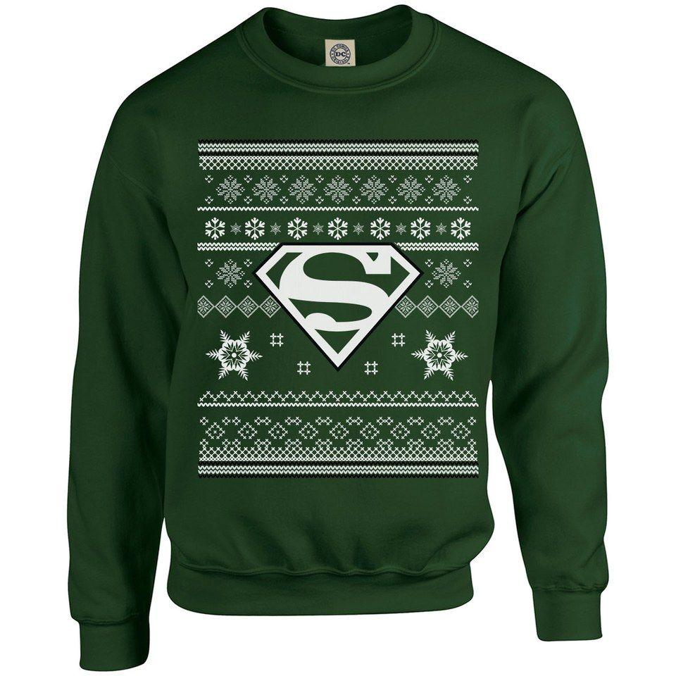Forest Green Superman Logo - DC Originals Christmas Superman Sweatshirt - Forest Green ...