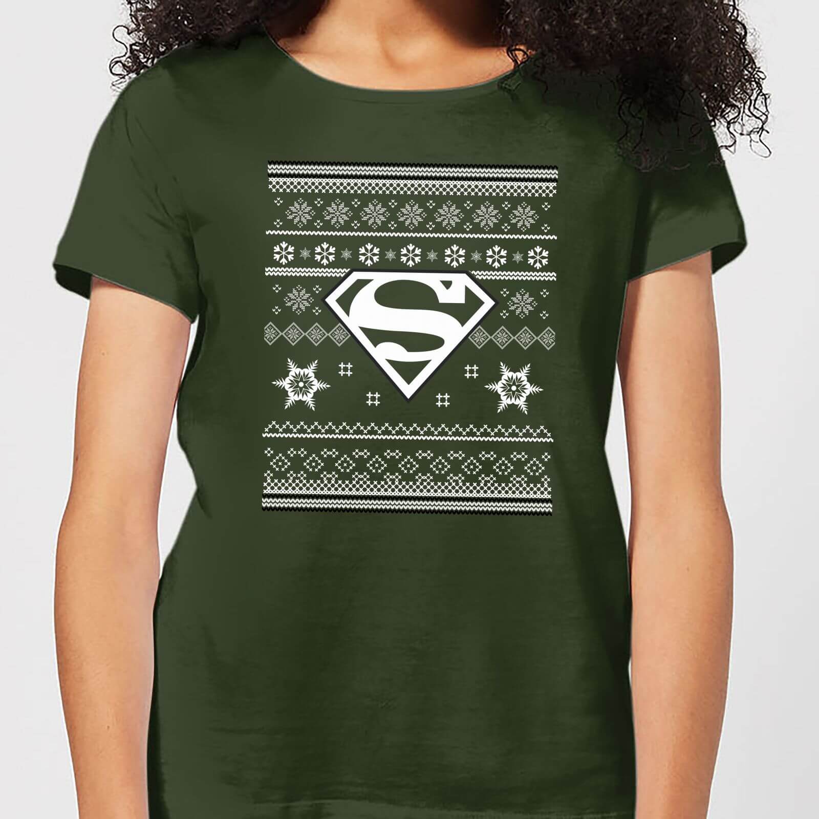 Forest Green Superman Logo - DC Superman Women's Christmas T Shirt