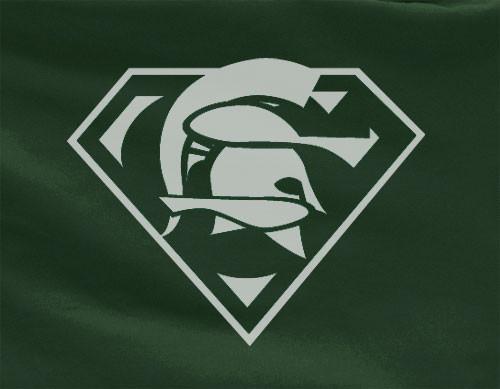 Forest Green Superman Logo - Forest Green Custom Michigan State University MSU Spartans Superteam