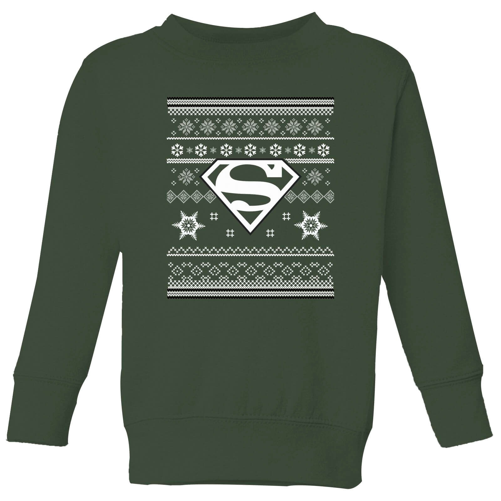 Forest Green Superman Logo - DC Superman Kids' Christmas Sweatshirt - Forest Green | IWOOT