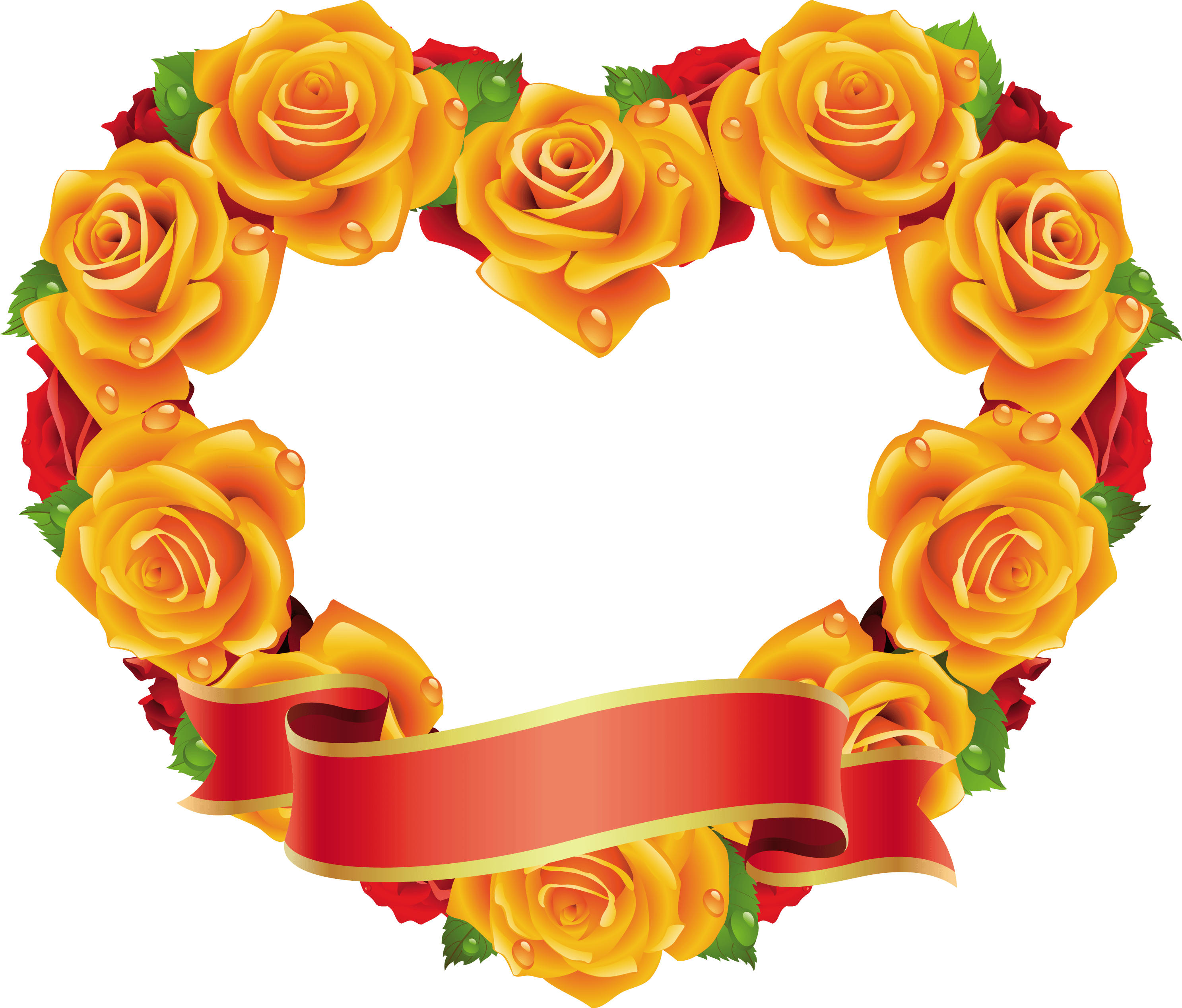 Red and Yellow Heart Logo - Yellow and Red Roses Heart Transparent Frame | Gallery Yopriceville ...