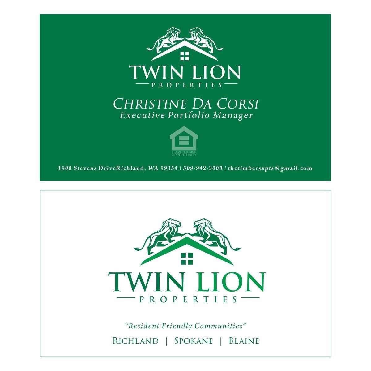 Twin Lion Logo - Business Logo and Business Card Design for Twin Lion Properties by ...