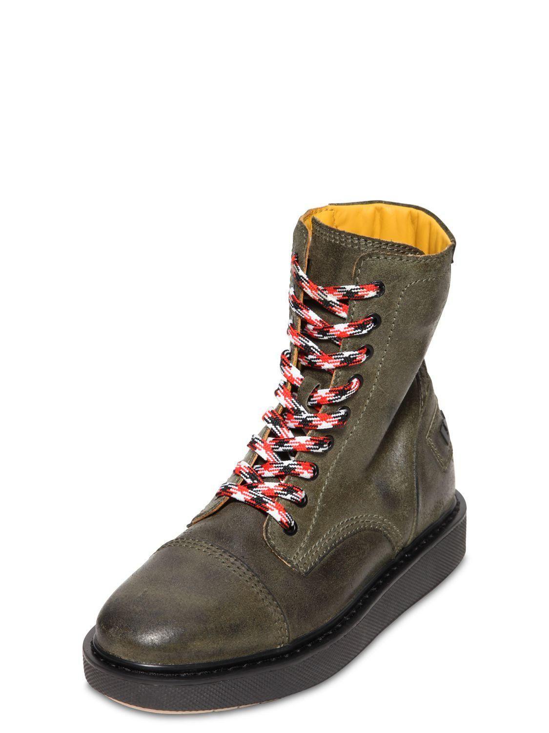 Green Boots Logo - DIESEL Reworked Logo Vintage Leather Boots in Green for Men - Lyst