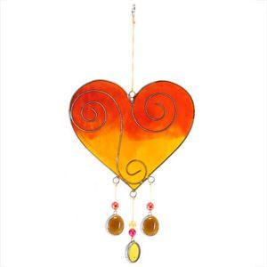 Red and Yellow Heart Logo - Yellow Orange Stained Glass Love Heart Hanging Suncatcher Window ...