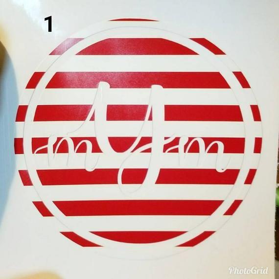 Red and White Stripes with Red Circle Logo - Red and white Stripe vinyl decal | Etsy