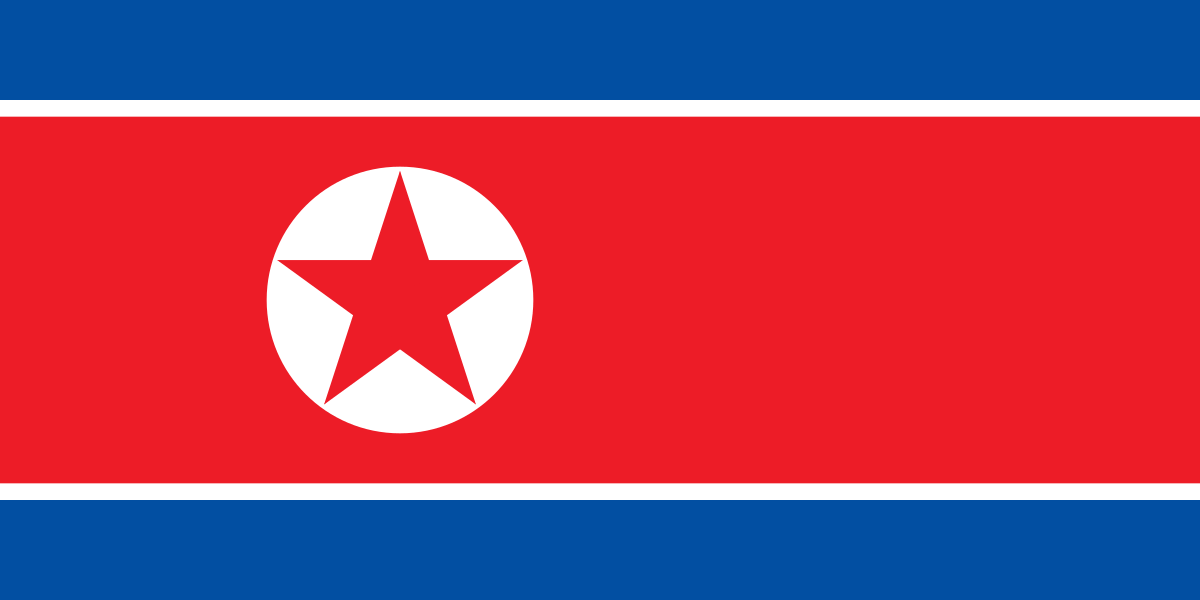 Red and White Stripes with Red Circle Logo - Flag of North Korea