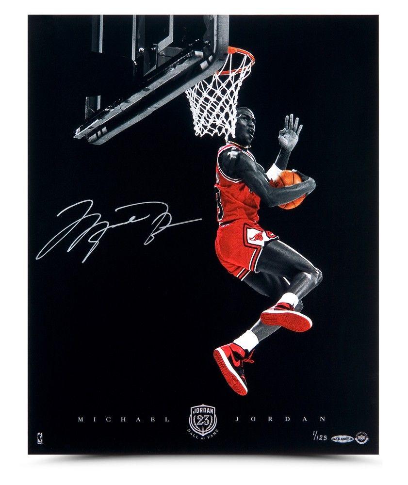 Michael Jordan Dunk Logo - Michael Jordan Autographed Photo | Jordan Cradle Dunk | Upper Deck Store