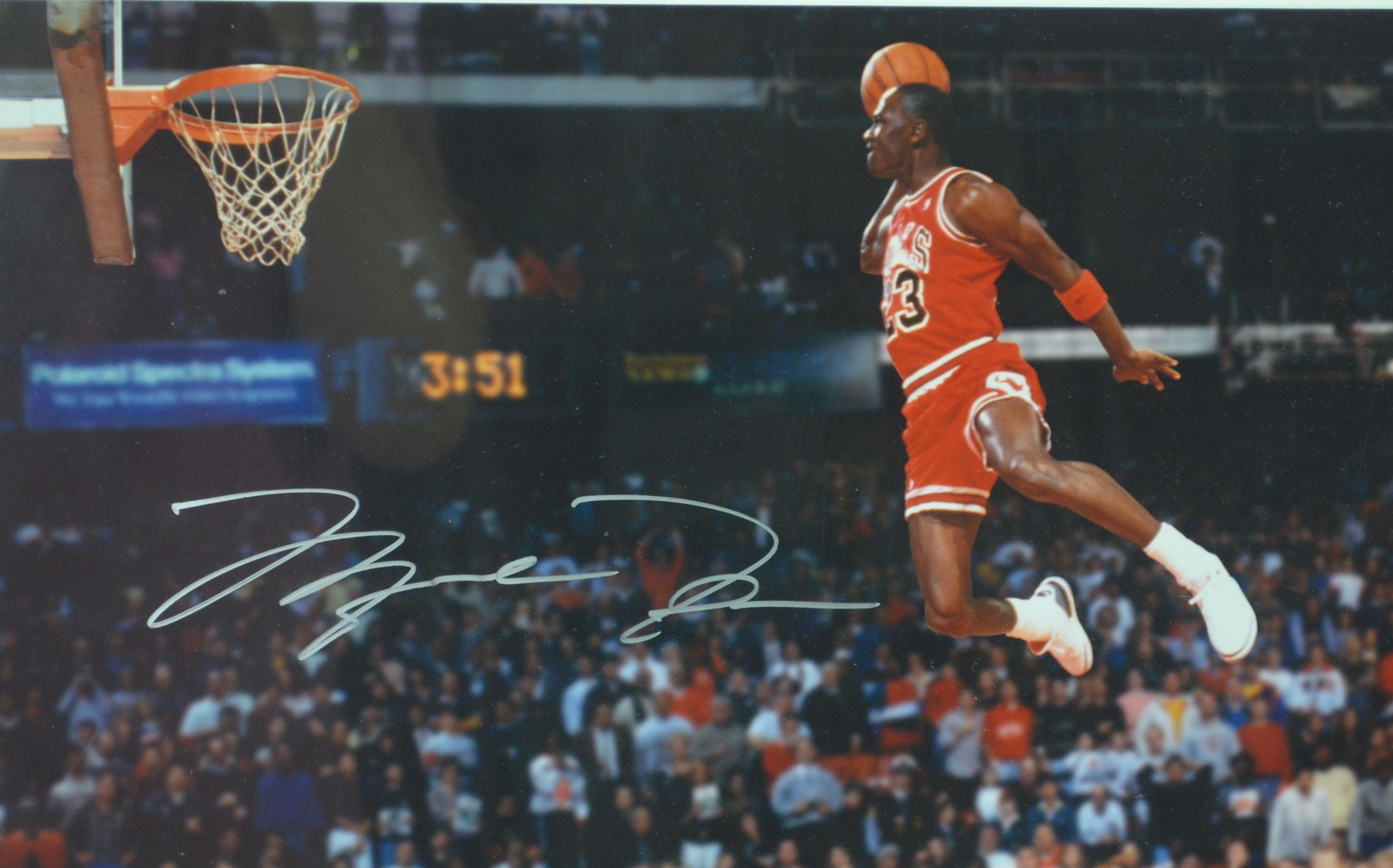 Michael Jordan Dunk Logo - Lot Detail - Michael Jordan Autographed Gatorade Slam Dunk Contest ...