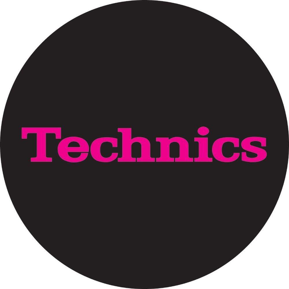 Black and Pink Logo - Technics Logo Slipmats-Pink on Black (pair)