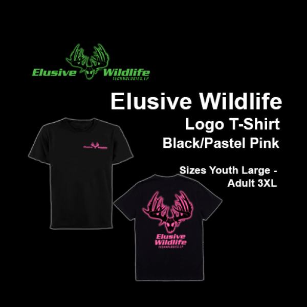 Black and Pink Logo - Elusive Wildlife Technologies Logo T-Shirt - Black/Pink - T-Shirts ...