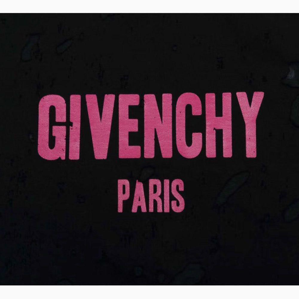 Black and Pink Logo - Givenchy Pink Logo Paris Distressed Black T-shirt,T-Shirts & Polos