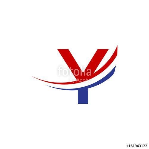 Red Letter Y Logo - initial letter Y logo swoosh wing - red blue color