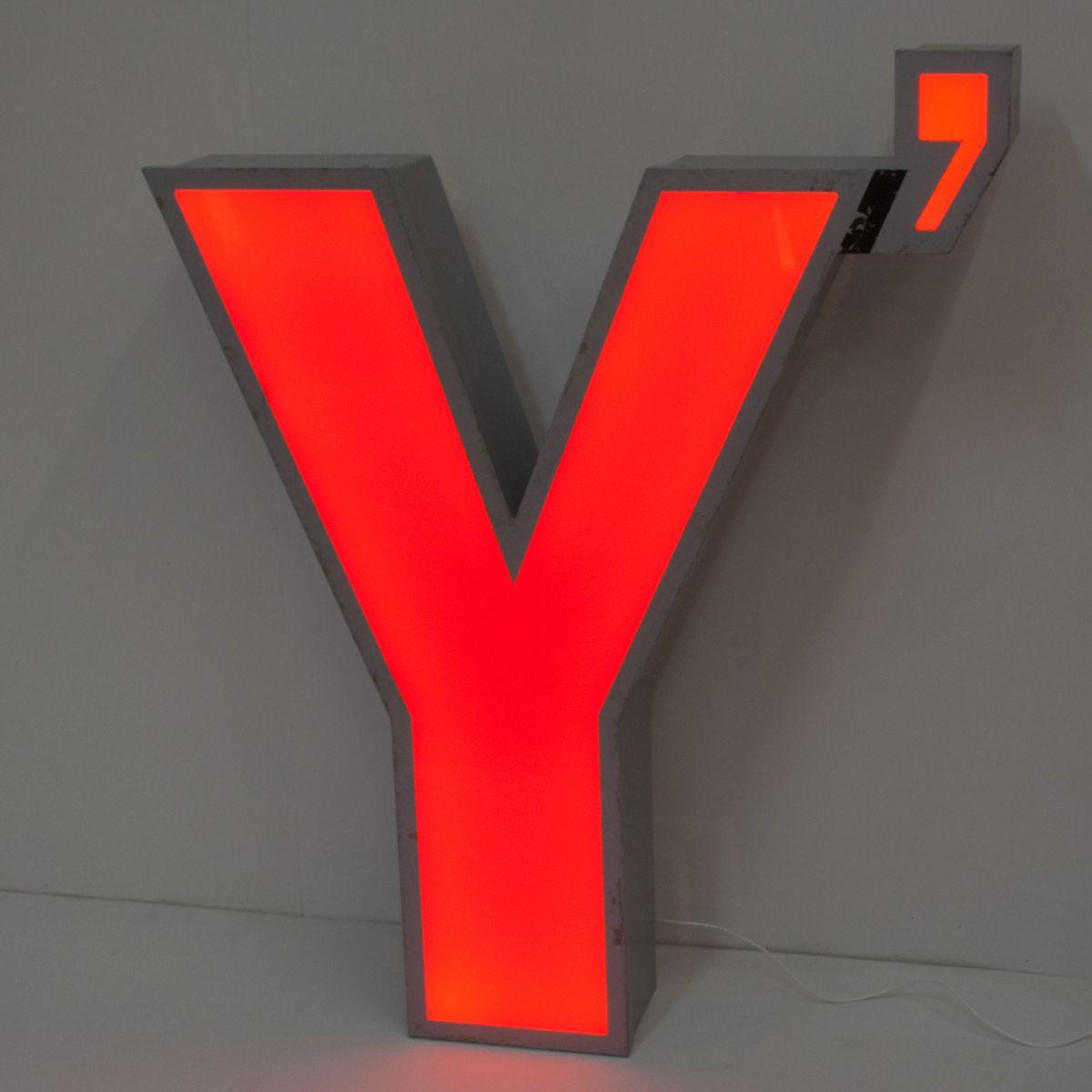 Red Letter Y Logo - Large Reclaimed Red Letter Light Y – Vintage Matters