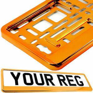 Orange Car Logo - SUPER CHROME ORANGE Car Number Plate Surround Holder FOR ANY CAR VAN