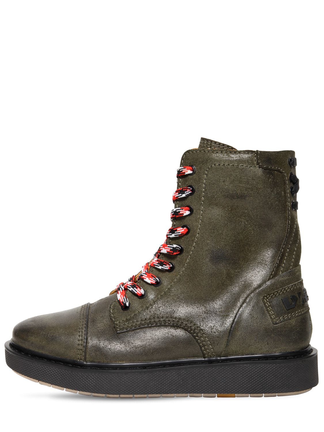 Green Boots Logo - Diesel Reworked Logo Vintage Leather Boots In Green | ModeSens
