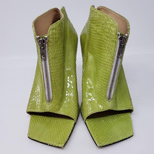 Green Boots Logo - Fendi Green Lime Snakeskin Logo Charm Peep Toe Boots Booties Size EU