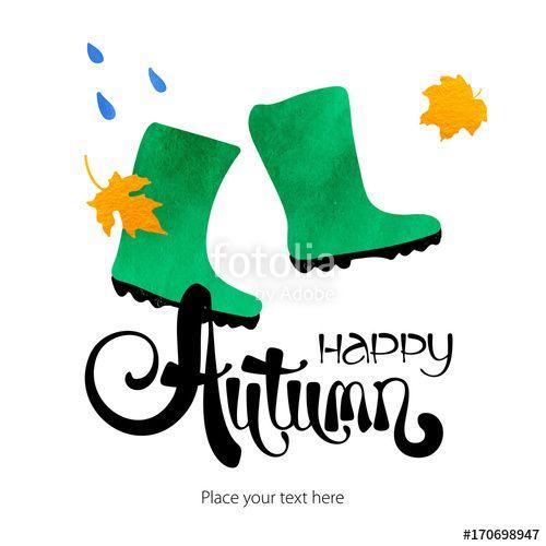 Green Boots Logo - Abstract vector watercolor green boots, leaves and the rain. Bad ...