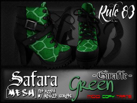 Green Boots Logo - Second Life Marketplace - R.83: Safara - Giraffe - (Emerald Green) Boots