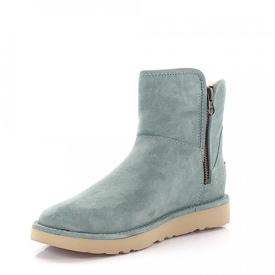 Green Boots Logo - UGG Ankle Boots lamb fur suede Logo green online shopping ...