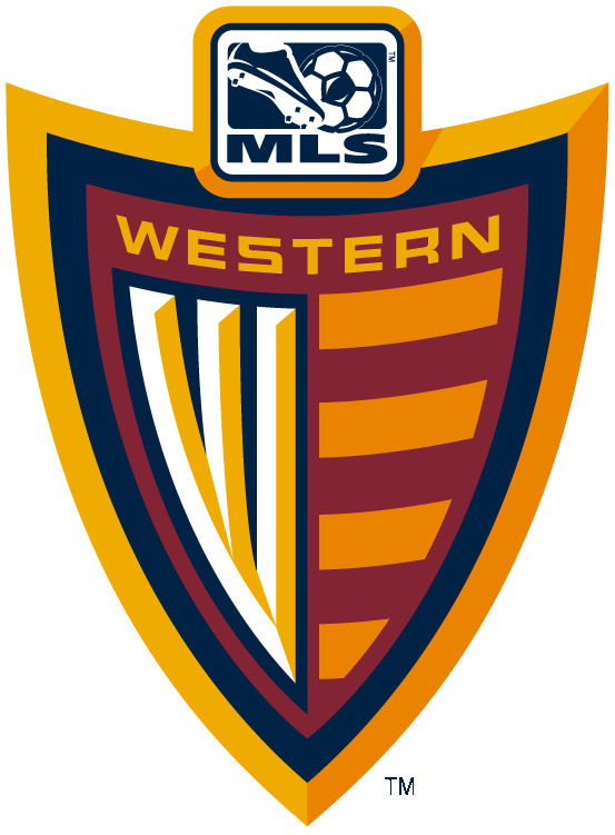 Sports Red Shield Logo - MLS Western Conference Primary Logo (2002) W on a red