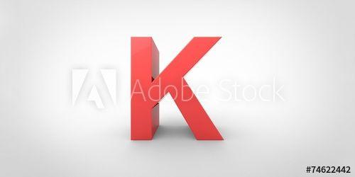 Big Red K Logo - K 3D font big red letter standing on white gray background - Buy ...