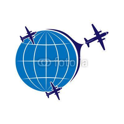 Globe Aviation Logo - Logo on the theme of aviation, travel and tourism. Airplanes