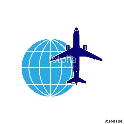 Globe Aviation Logo - Logo on the theme of aviation. Airliner on the background of the ...