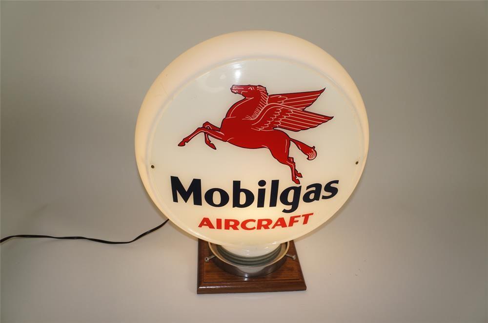 Globe Aviation Logo - Rare Mobilgas Aircraft narrow bodied milk glass aviation gas
