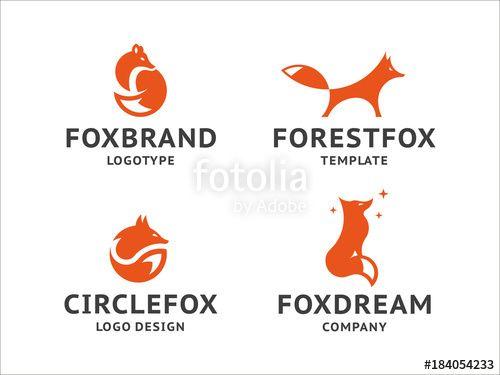 Orange Fox Logo - Collection of orange fox logos, emblem, illustration in a minimalist