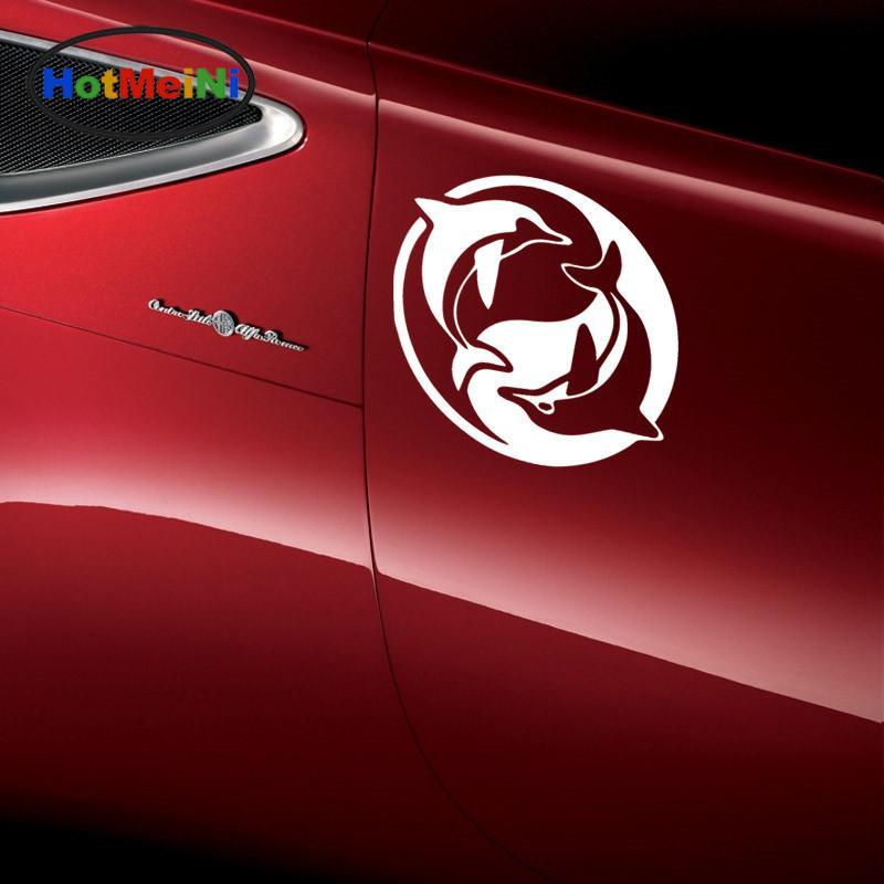 Animals On Red Car Logo - 2019 Wholesale Vinyl Decal Elegant Marine Animals Yin Yang Dolphin ...