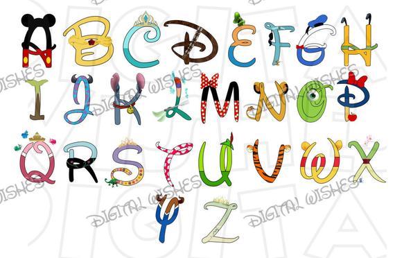 Disney Characters Logo - Disney Character Font Text Alphabet A Z Letters Digital Clip