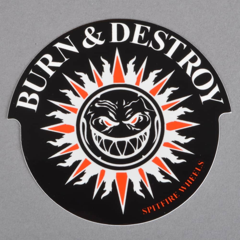 Spitfire Pizza Logo - Spitfire Wheels Burn And Destroy Skateboard Sticker.5