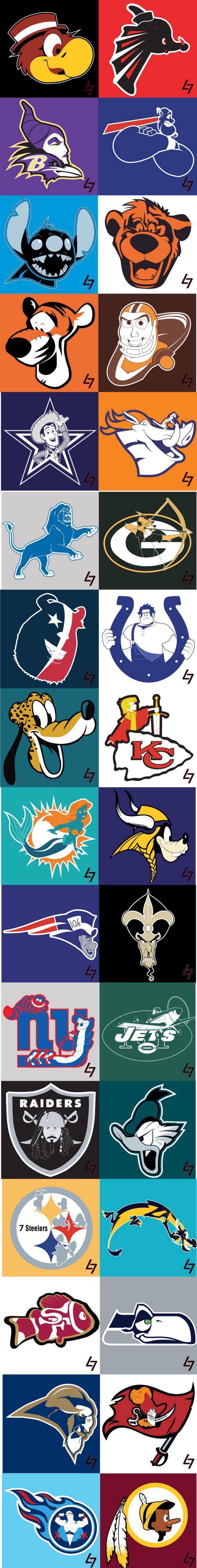 Disney Characters Logo - NFL logos with Disney characters