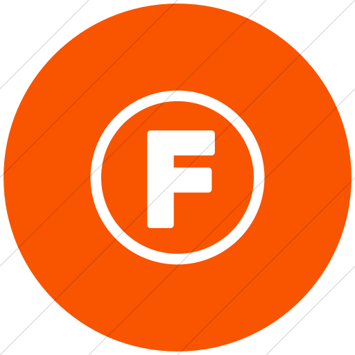 F in White Orange Circle Logo - IconsETC » Flat circle white on orange encircled capital f icon