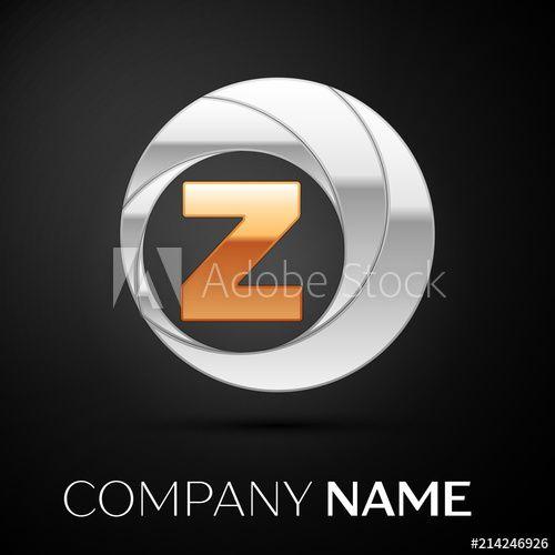 Silver Z Logo - Letter Z logo symbol in the golden-silver colorful circle on black ...