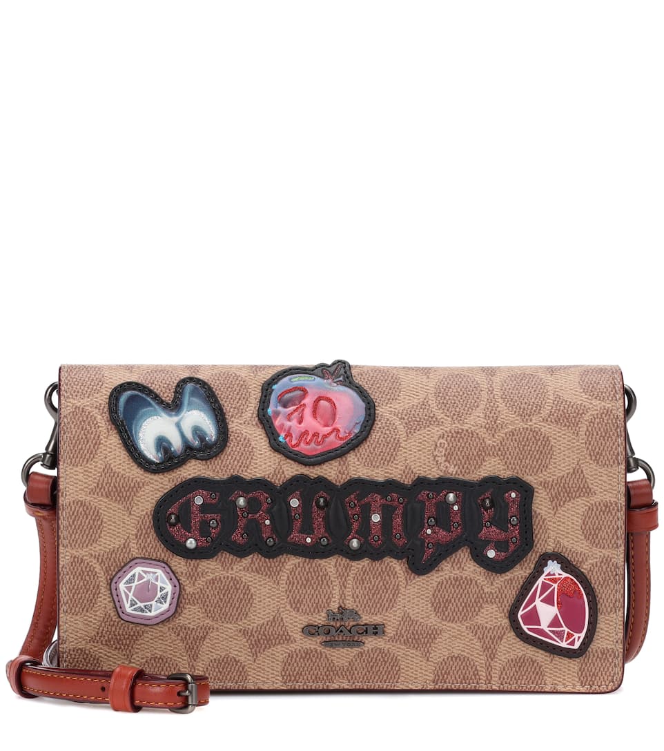 Brown Cow Logo - Coach X Disney® Grumpy Logo Leather Shoulder Bag Black Brown Cow