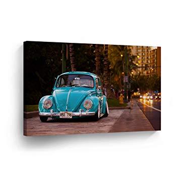 Rustic VW Logo - Blue Volkswagen VW Beetle Bug on The Hawaii Street Aloha