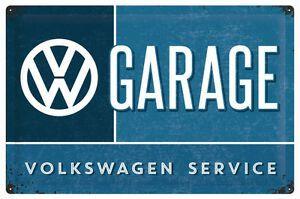 Rustic VW Logo - XL Retro Tin Metal Embossed Sign VW GARAGE Logo Design ...
