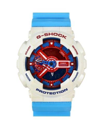 White Watch with Red X Logo - Casio G SHOCK · Quartz Watch / GA 110AC / White X Red X Light Blue