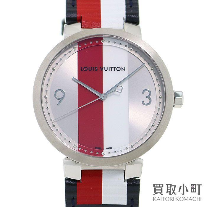 White Watch with Red X Logo - KAITORIKOMACHI: Watch LV TAMBOUR QZ WATCH DIAMOND for the Louis ...
