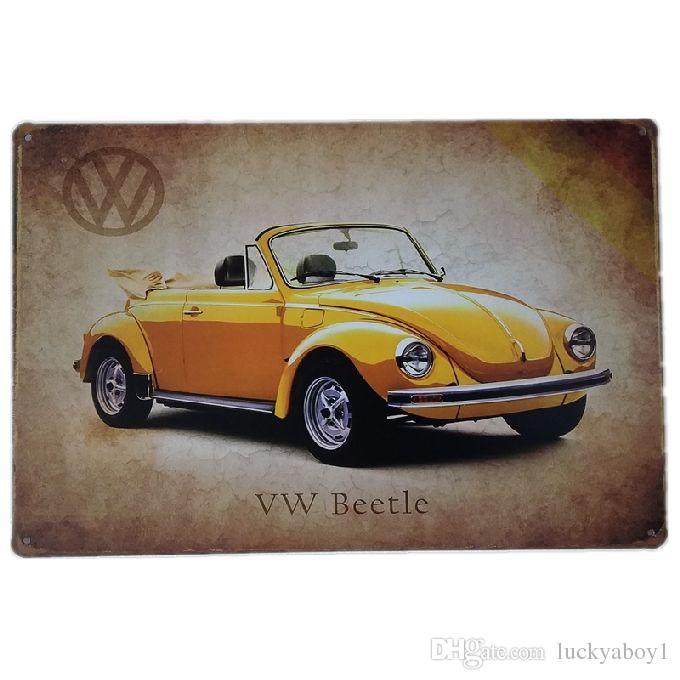 Rustic VW Logo - VW Beetle Retro Rustic Tin Metal Sign Wall Decor Vintage Tin