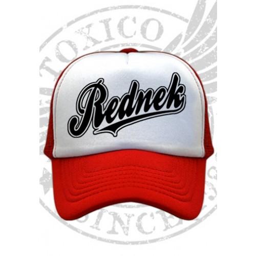 Red White Black Logo - Rednek Script Redneck Logo Baseball Cap Red White Black Script