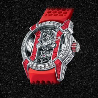 White Watch with Red X Logo - Epic X Tourbillon Baguettes Diamonds and Rubies White Gold ...