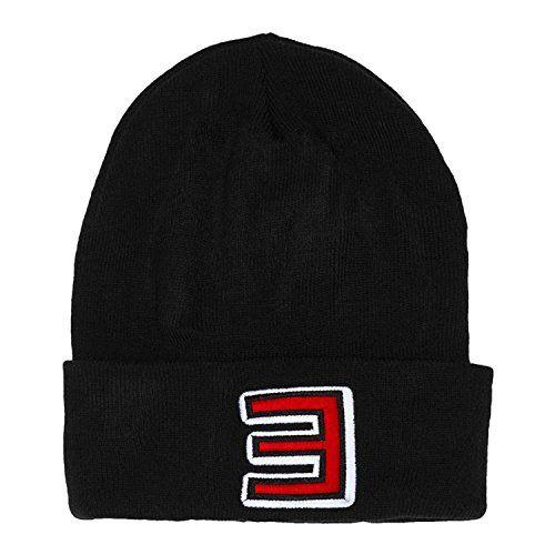 Eminem E Logo - Eminem Big E Logo Knit Cuffed Knit Beanie Hat - Black