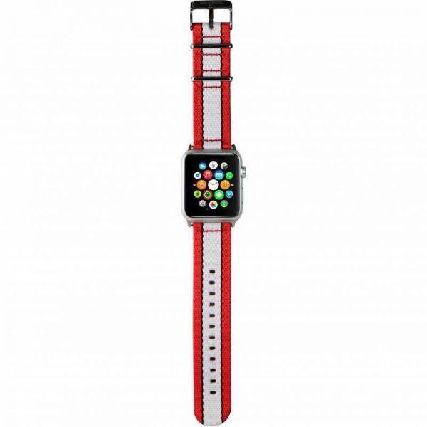 White Watch with Red X Logo - X Doria Soft Style Band 42mm For Apple Watch White