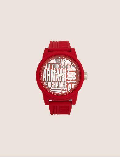 White Watch with Red X Logo - Armani Exchange Men's Watches. A. X Store ‎ ‎