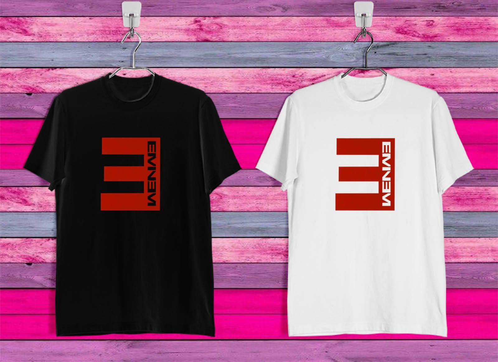Eminem E Logo - 1SIDE Eminem E Logo Black And White Men Summer Style In T Shirts